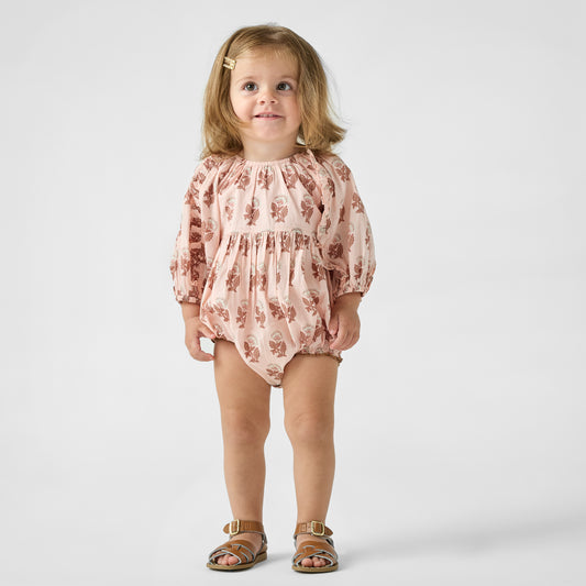 Baby Girls Katya Bubble Romper Pink Flower Drop