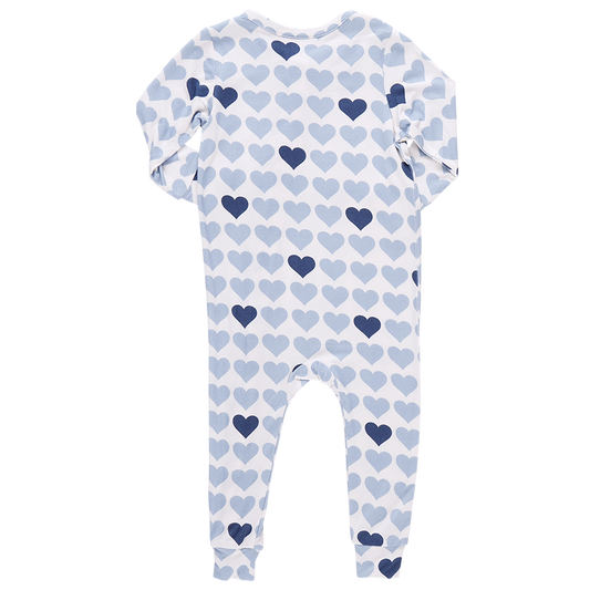Baby Bamboo Romper Blue Tiny Hearts