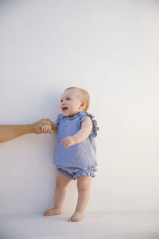 Tirra Top & Pava Bloomers Set  || Navy Stripe