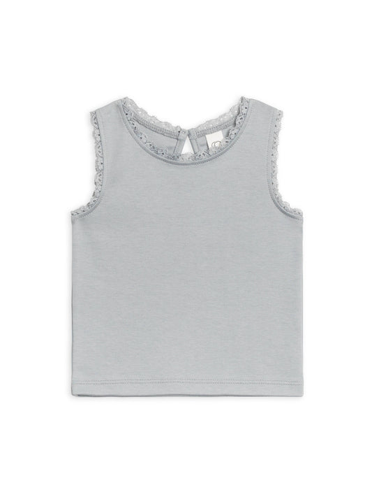 Organic Baby & Kids Selene Lace Tank - Mist: 12-18M