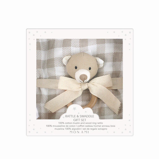 Swaddle & Rattle Gift Set || Petit Bear