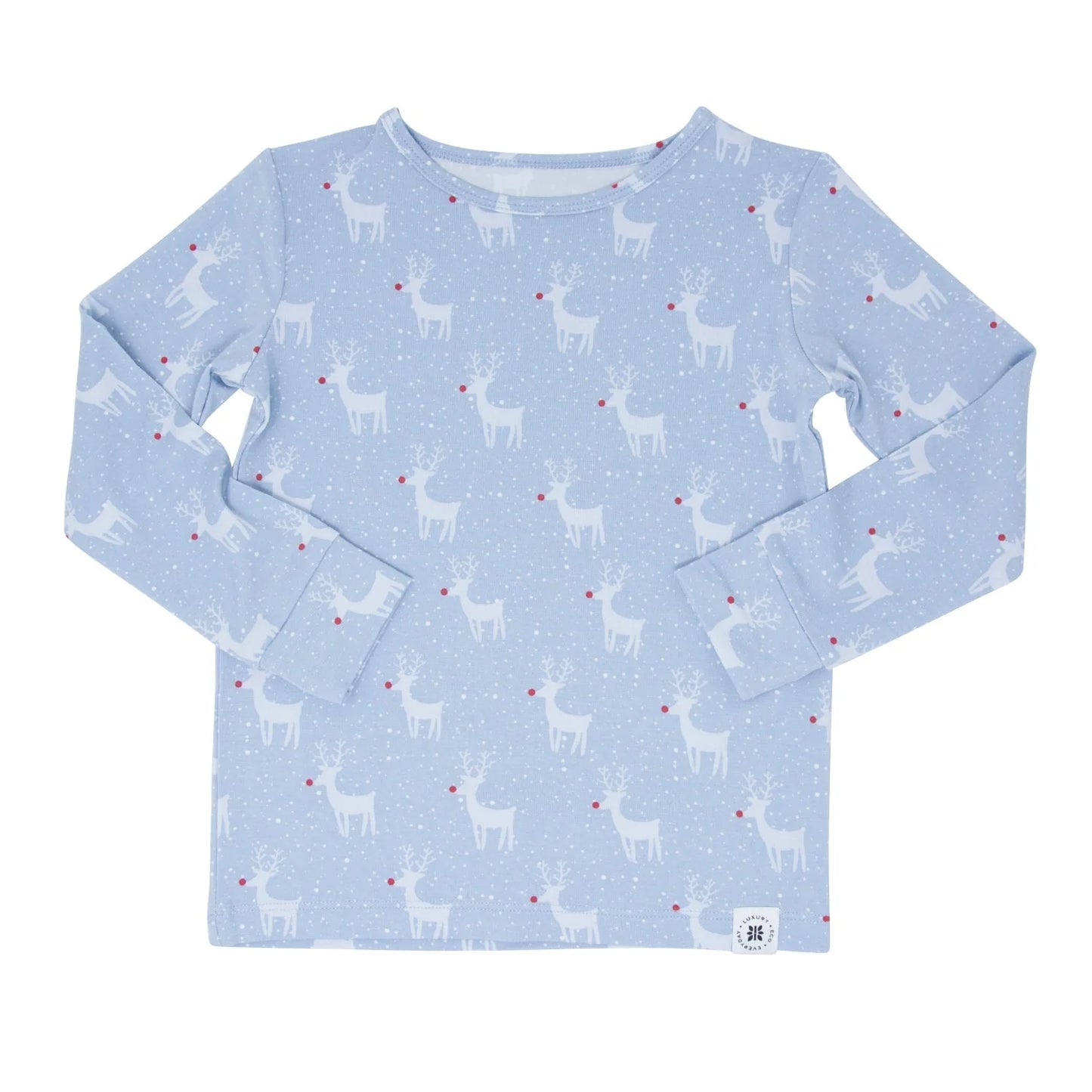 BAMBOO BIG KID PAJAMA RUDOLPH BLUE