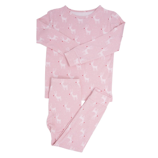 BAMBOO BIG KID PAJAMA RUDOLPH PINK