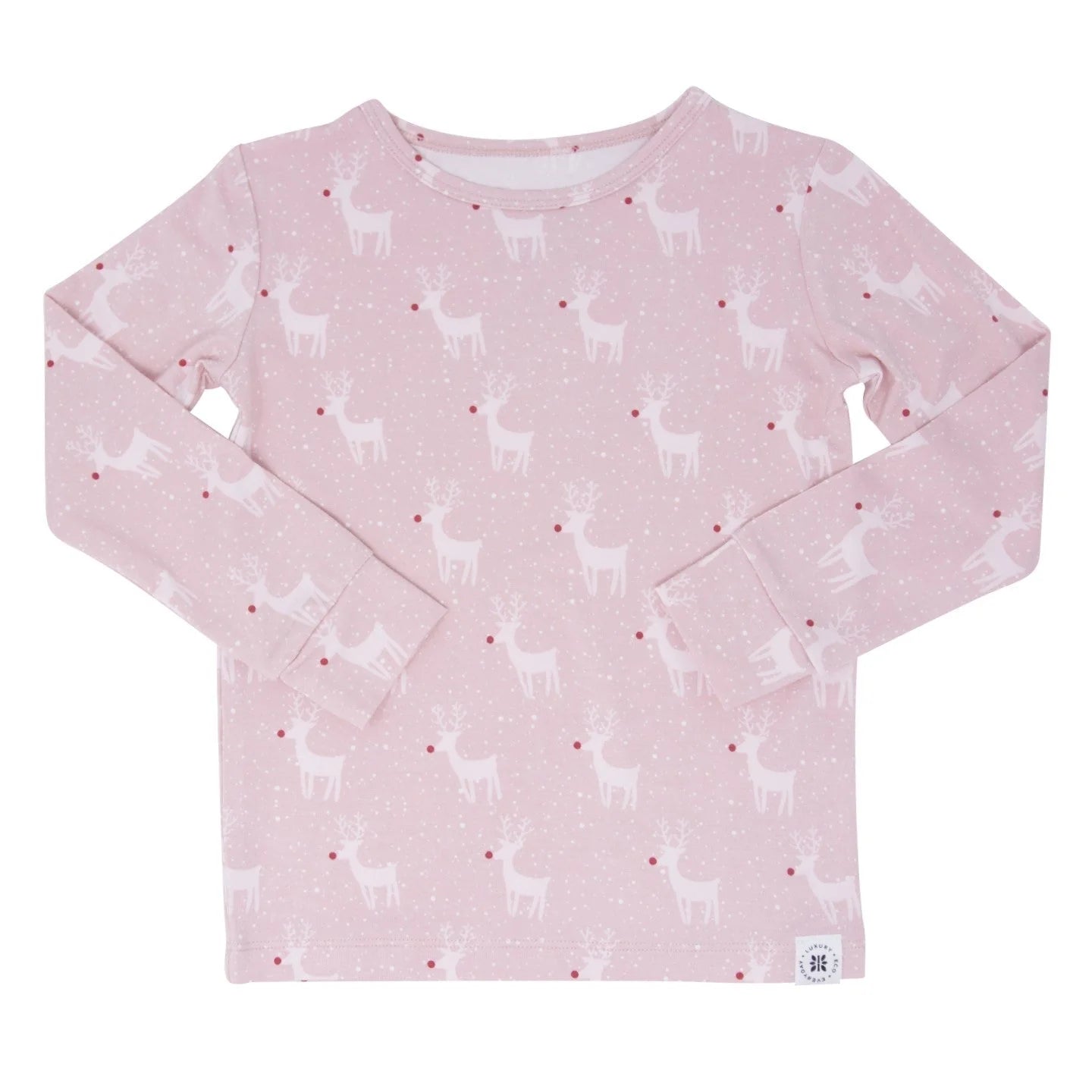 BAMBOO BIG KID PAJAMA RUDOLPH PINK