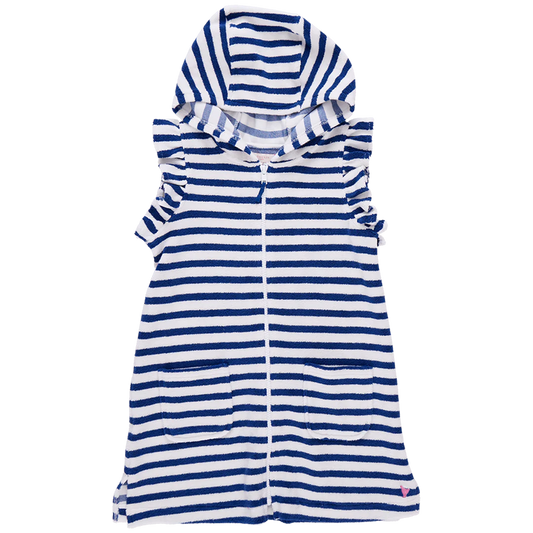 Girls Terry Coverup - Blue Stripe