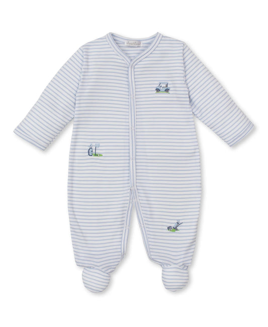 Zip Footie Pink Stripe and Bib Set  || Fairway Foursome