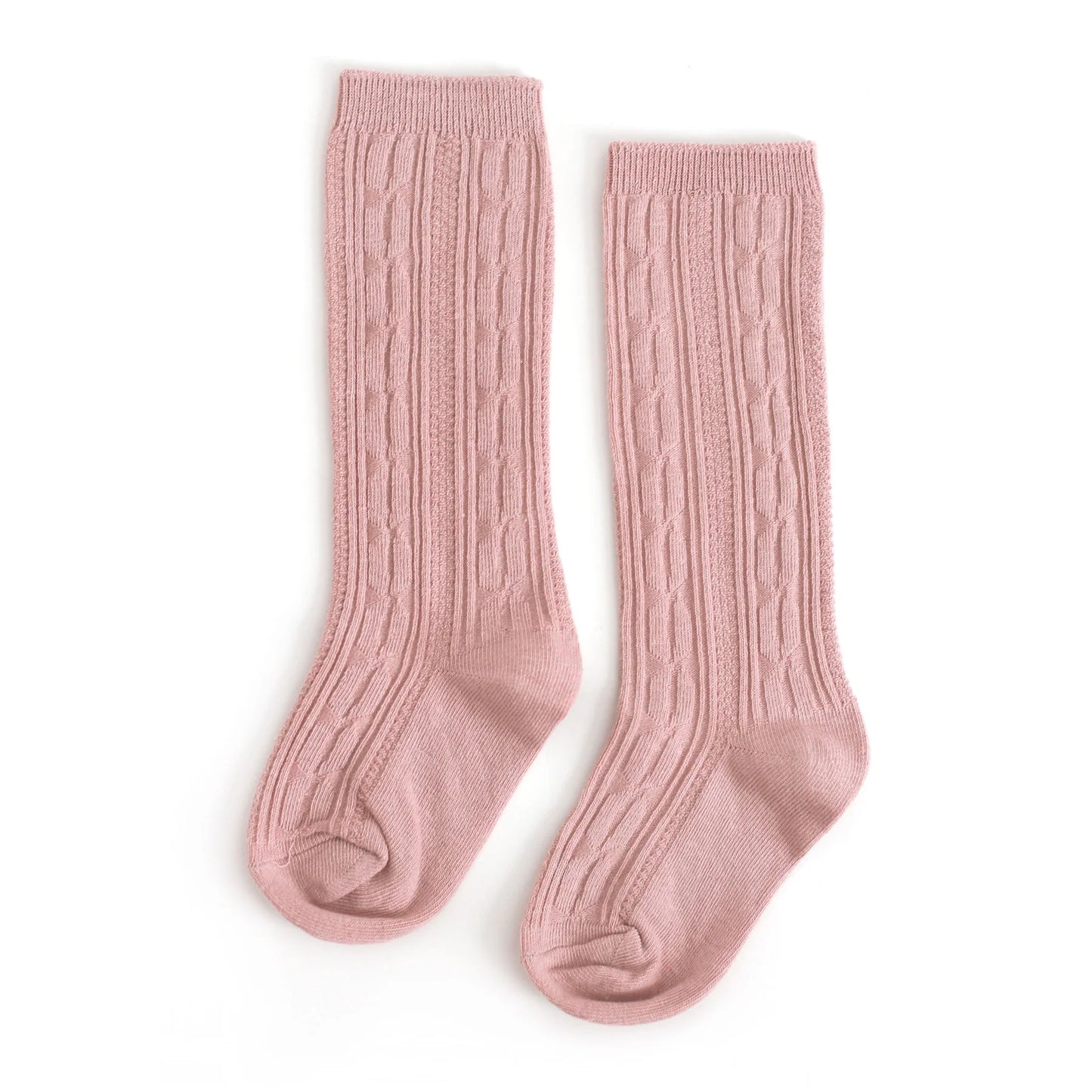 Blush Cable Knit Knee High Socks