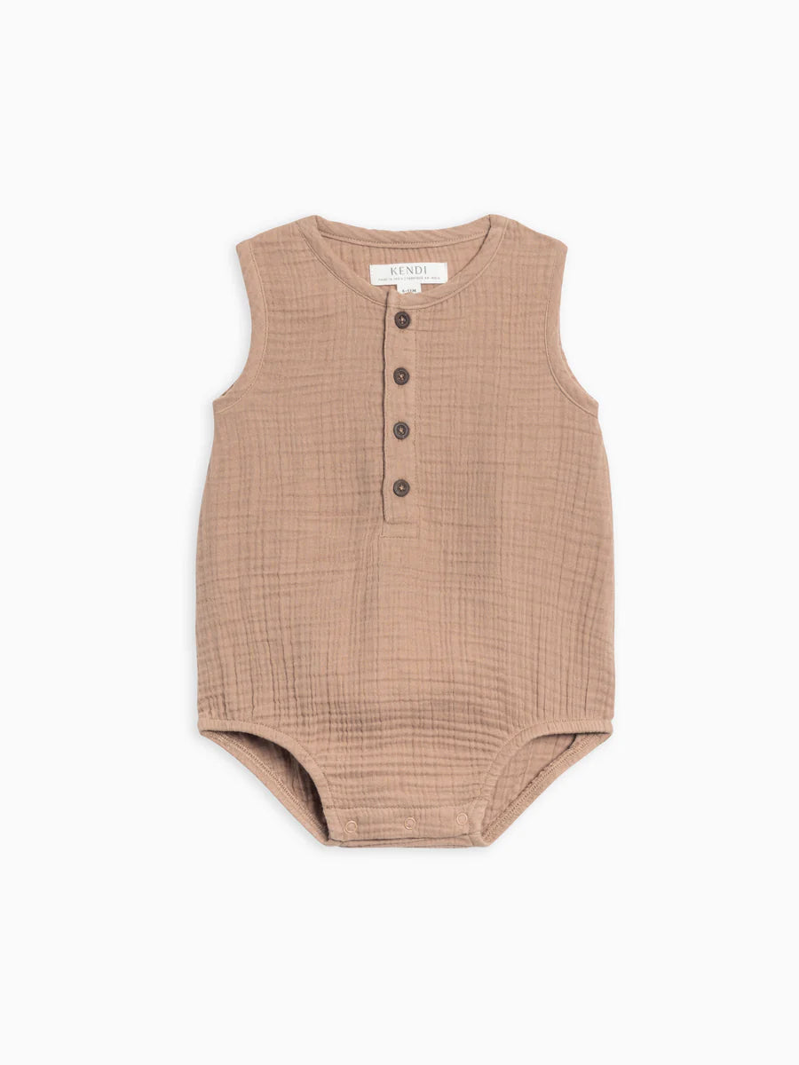 BOWIE MUSLIN BUBBLE ROMPER TRUFFLE