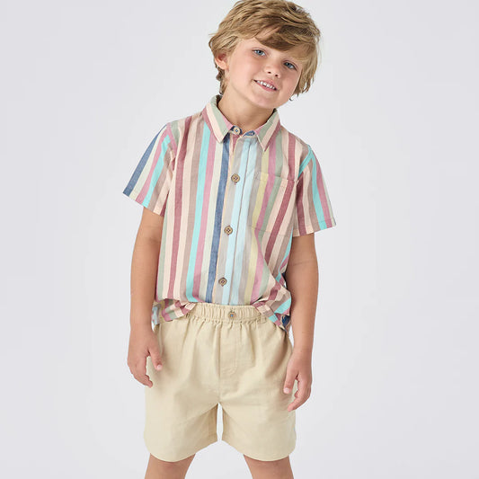 Multi Vintage Stripe and Khaki Short Set