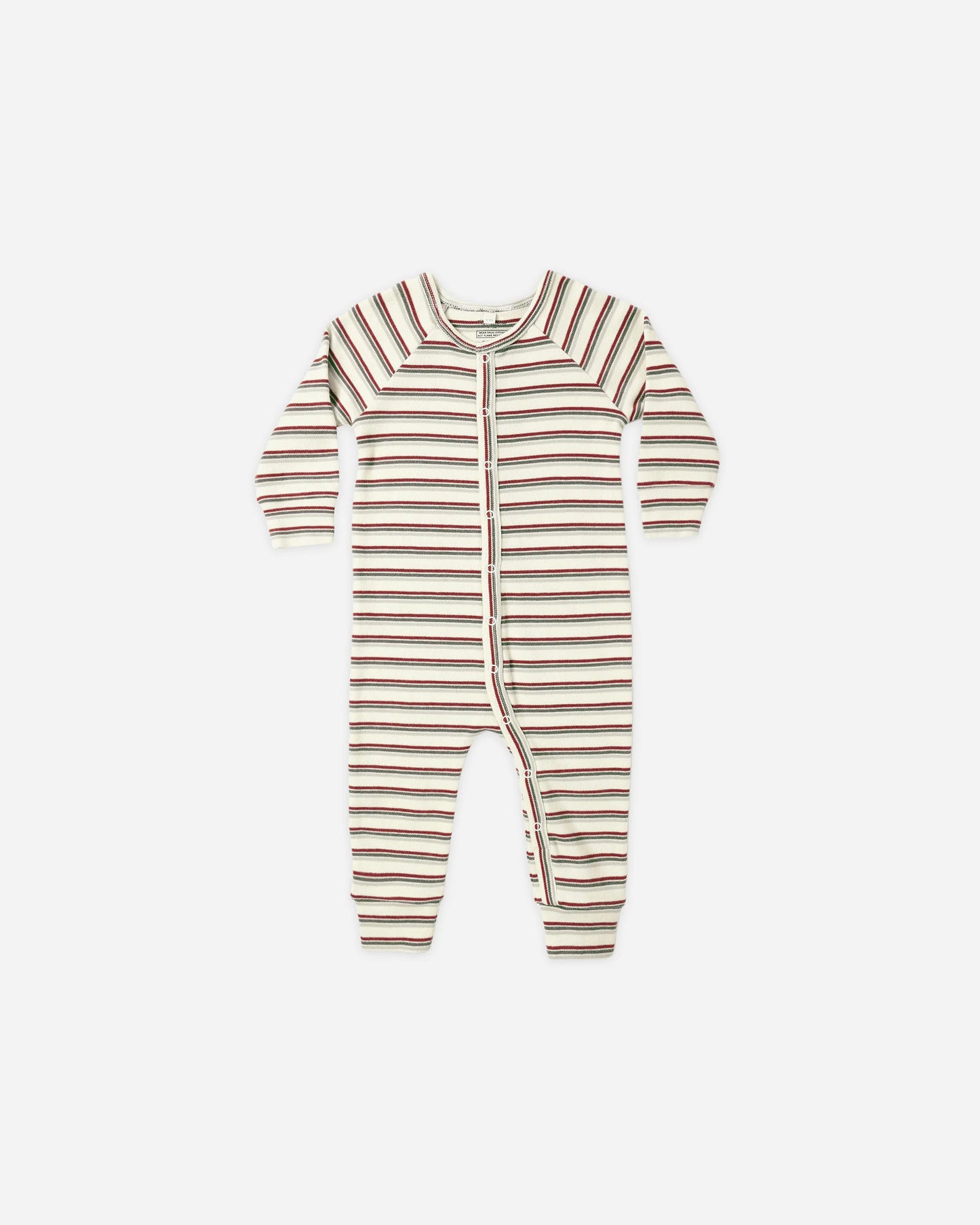 Organic Long John Pajamas || Holiday Stripe