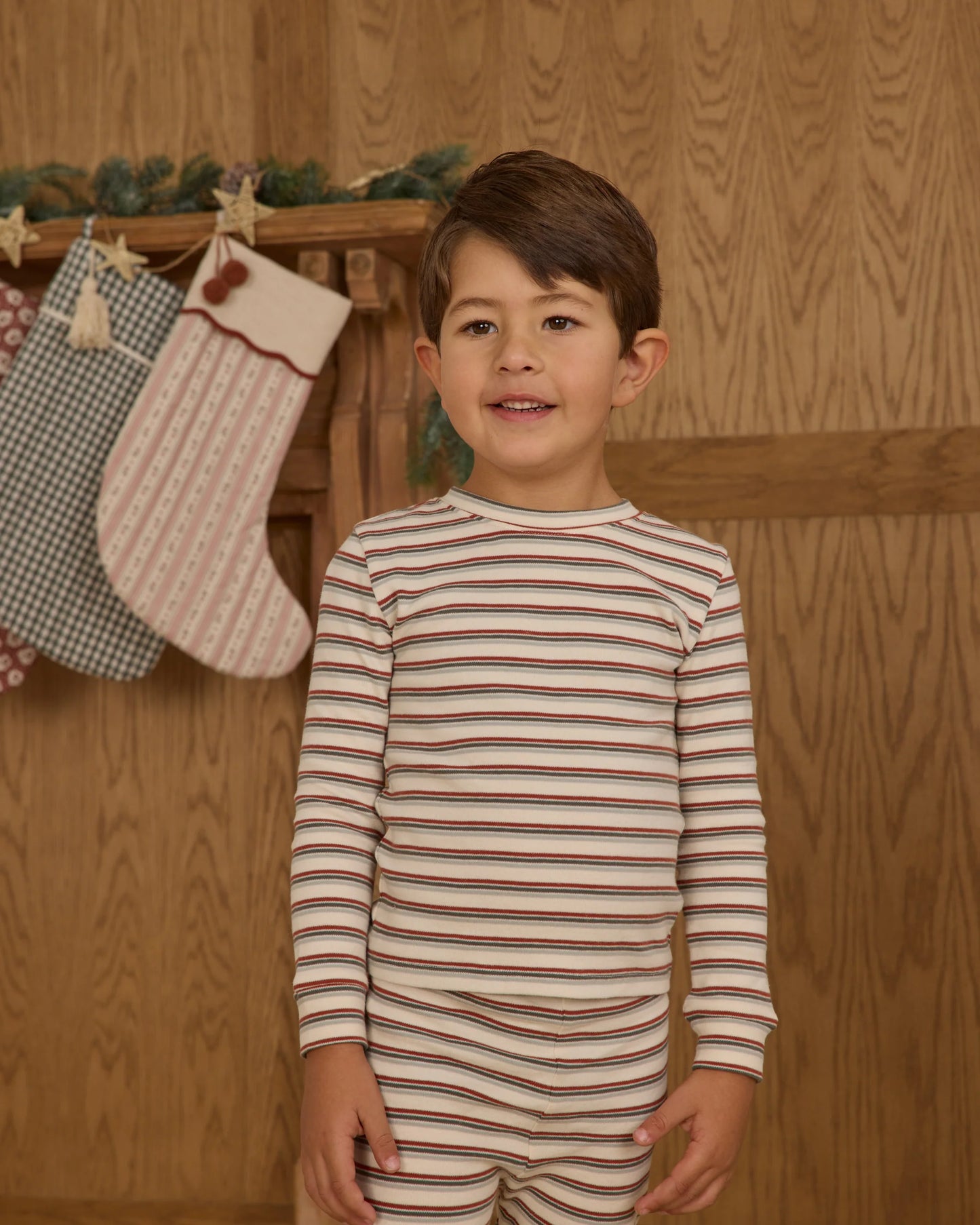 Organic Long Sleeve Pajama Set || Holiday Stripe