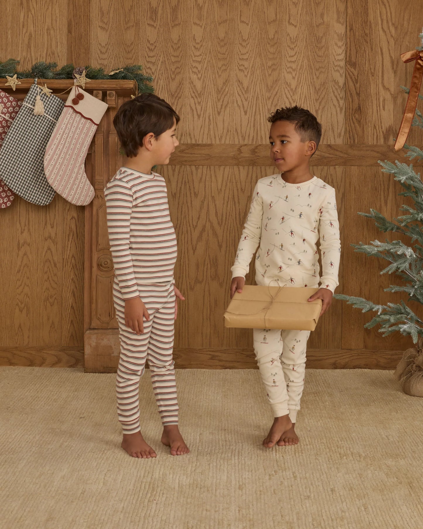 Organic Long Sleeve Pajama Set || Holiday Stripe