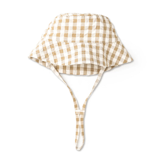 Organic Bucket Sun Hat || Brown Chequered
