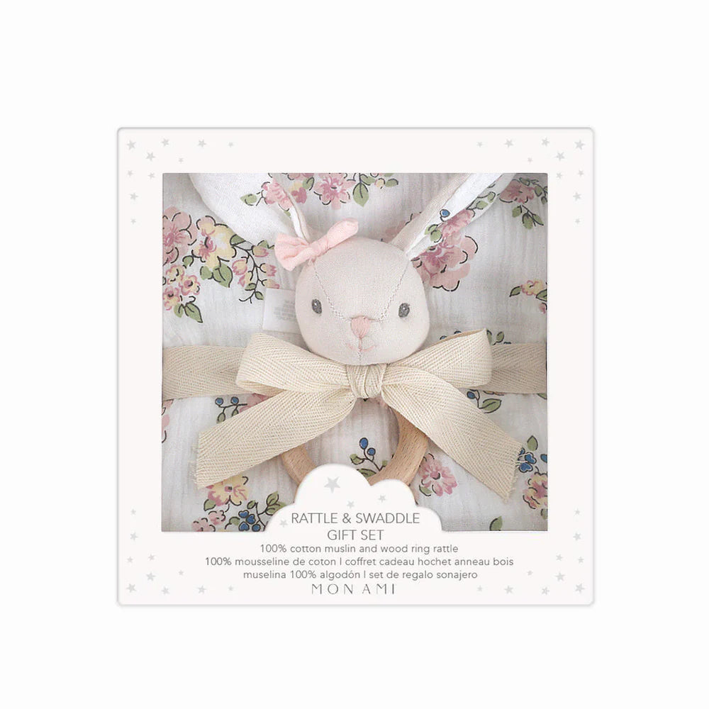 Swaddle & Rattle Gift Set || Petit Bunny