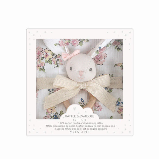Swaddle & Rattle Gift Set || Petit Bunny