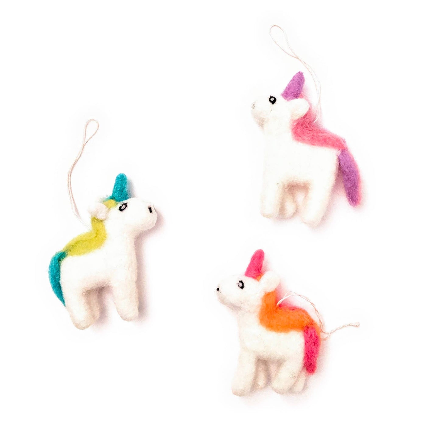 Rainbow Unicorns Eco Ornaments Set of 3