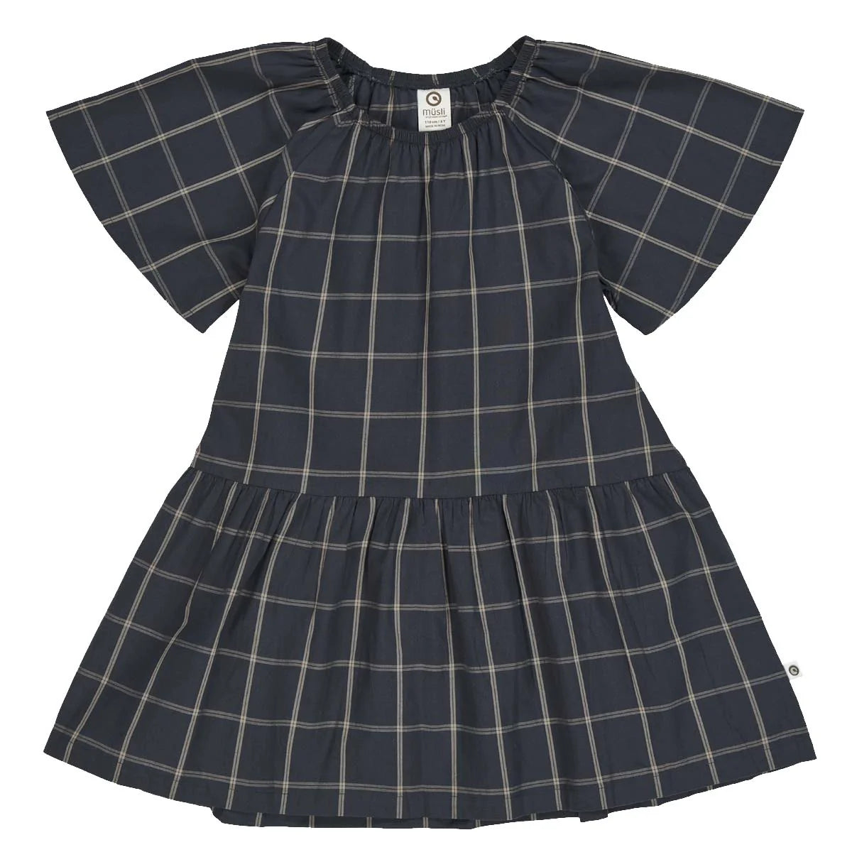 Check Dress Ruffle Skirt || Night Blue