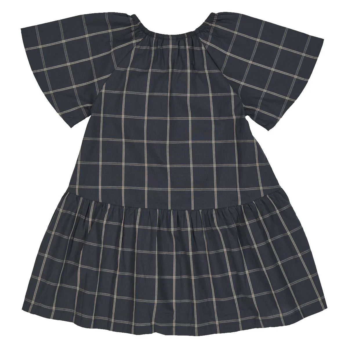 Check Dress Ruffle Skirt || Night Blue