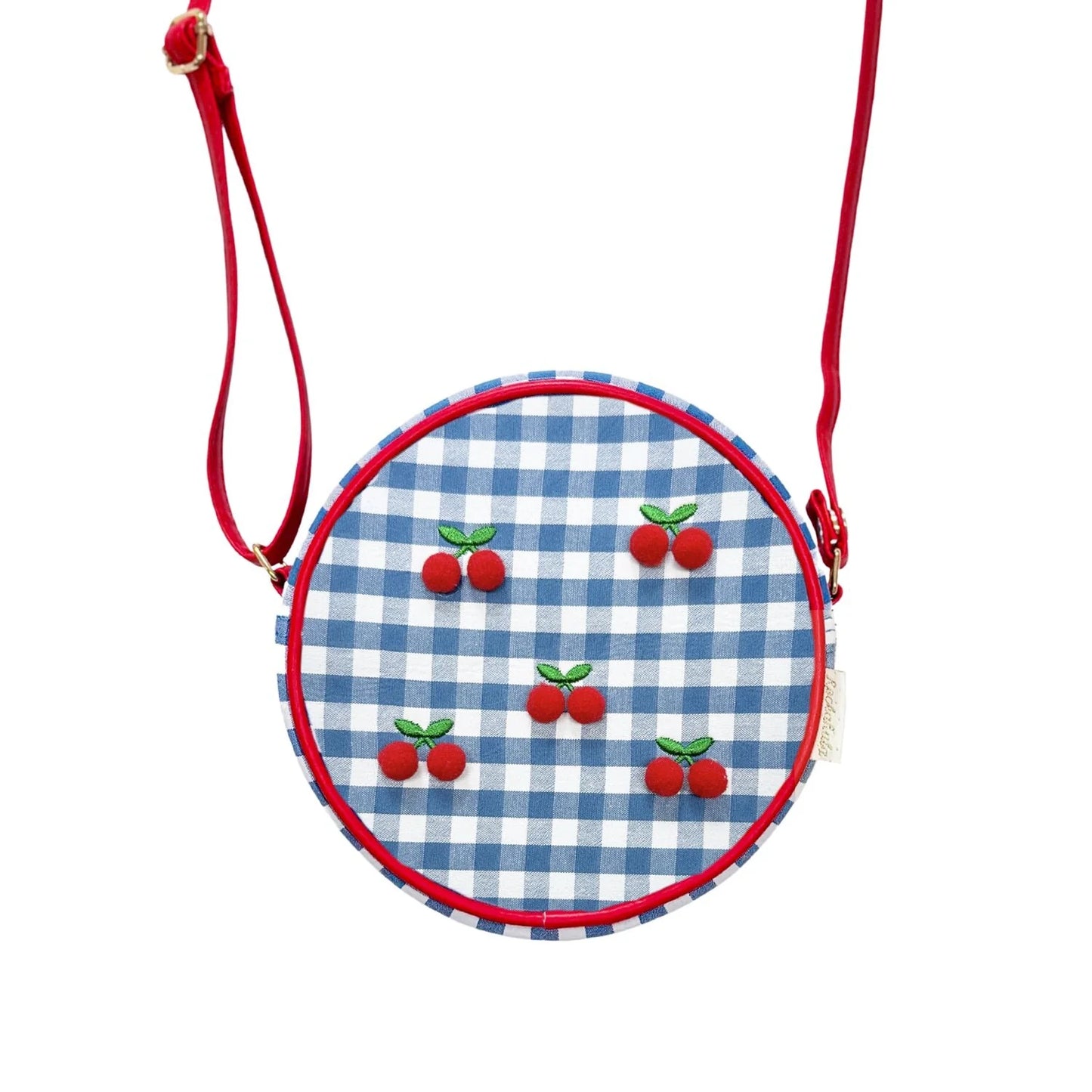 CHERRY POM POM GINGHAM BAG