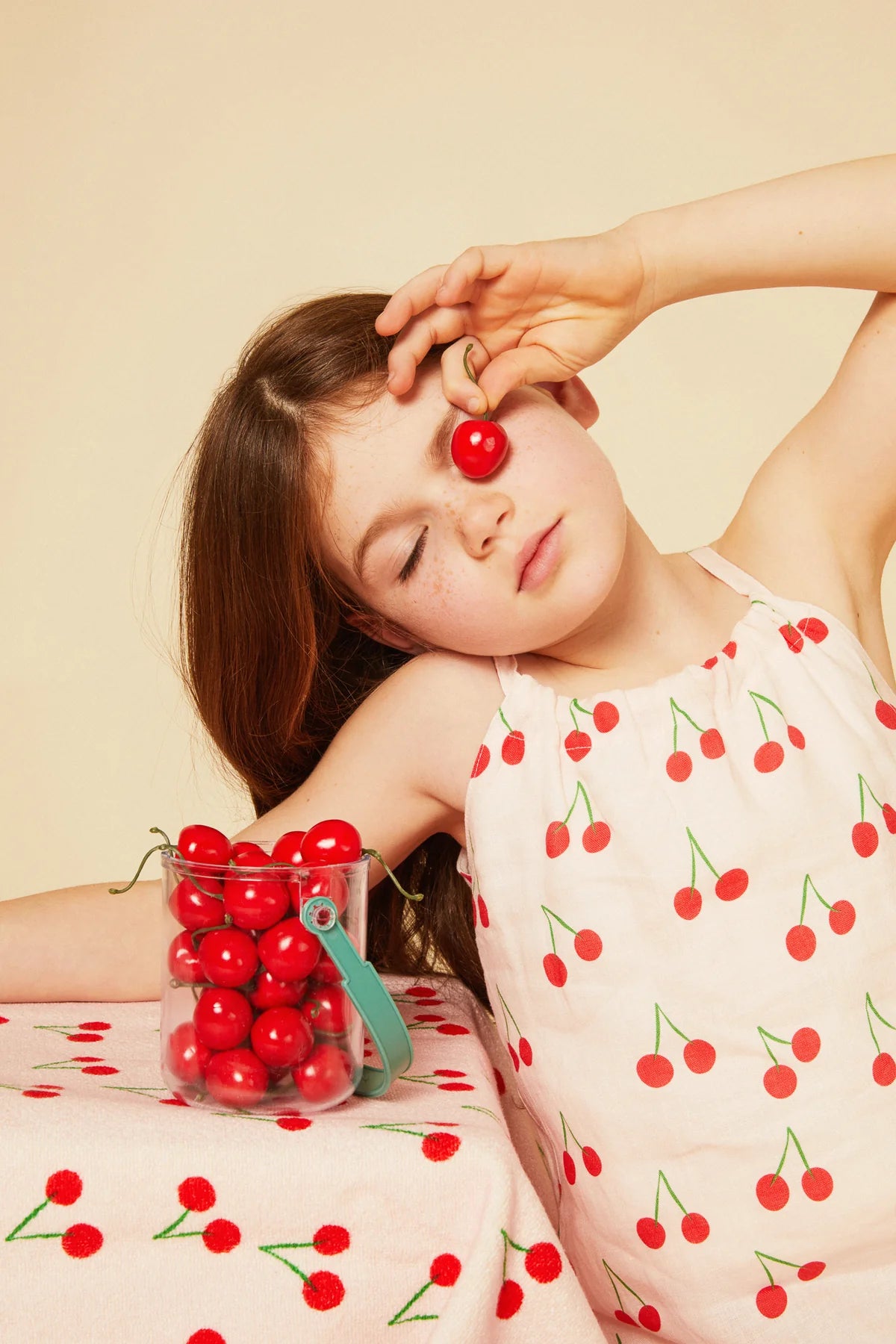 Linen Cherry Strappy Dress