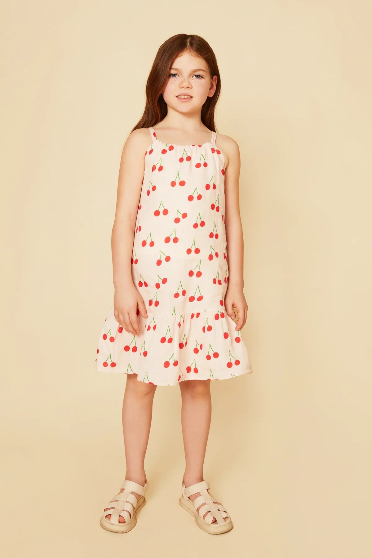 Linen Cherry Strappy Dress