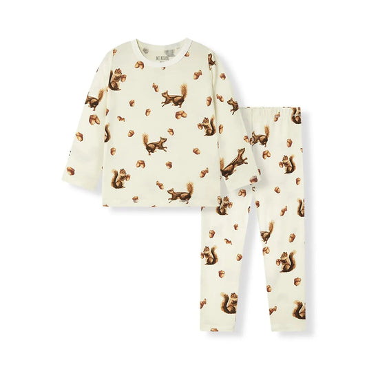 LUXE STRETCH LONG SLEEVE TWO PIECE PJ SET CHIPMUNK