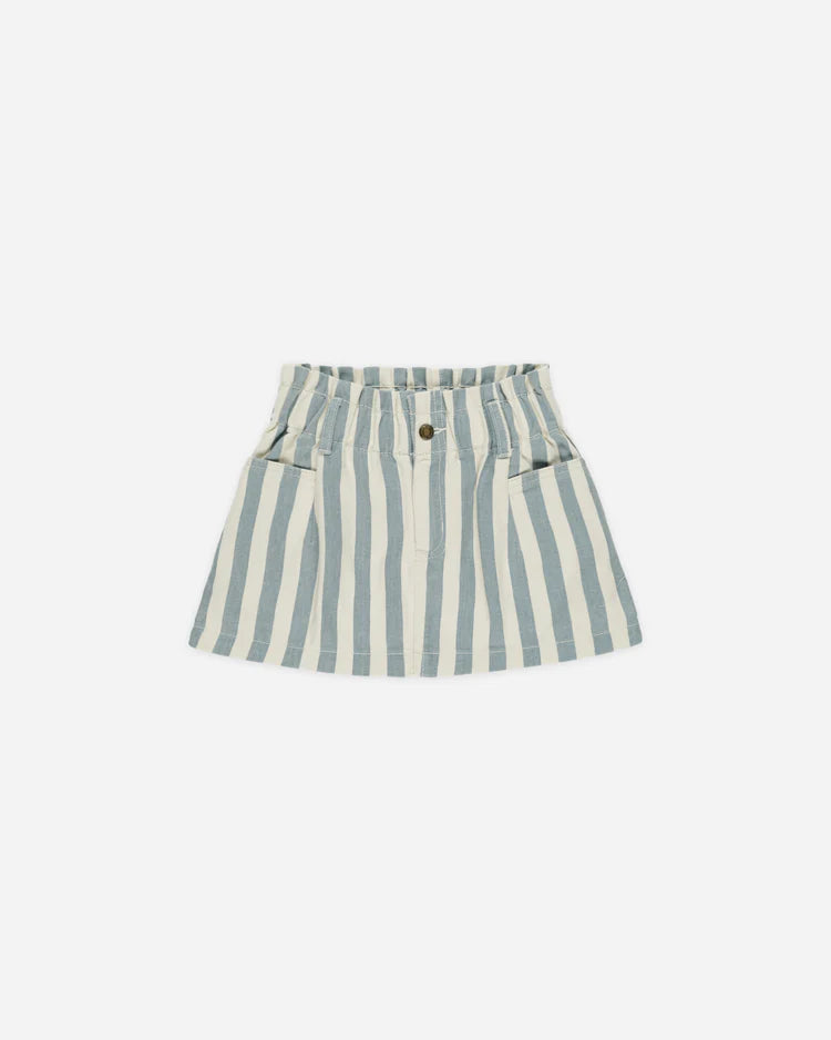 Pointelle Tee & Denim Mini Skirt Set || Ocean