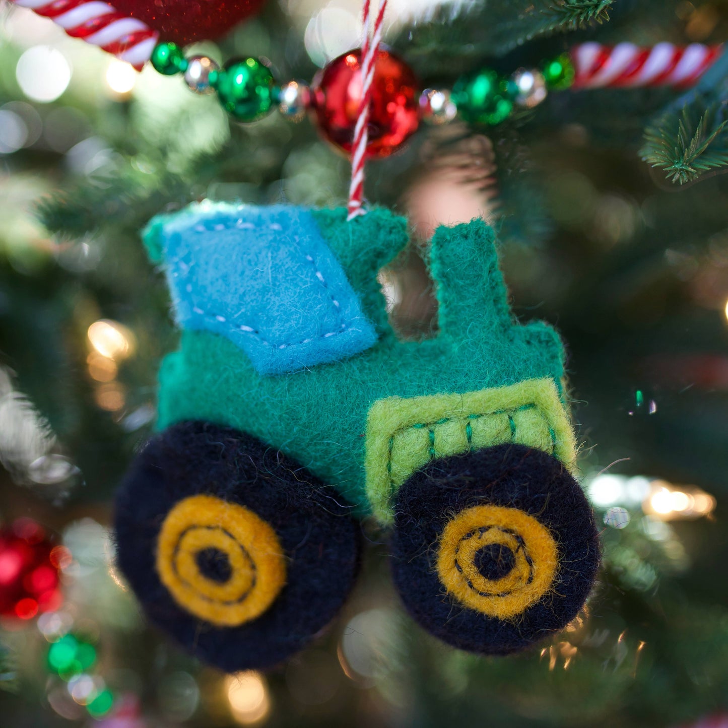 Tractor Felt Wool Christmas Ornament