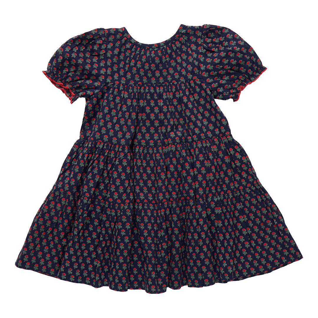 Girls Elizabeth Dress || Navy Carnation