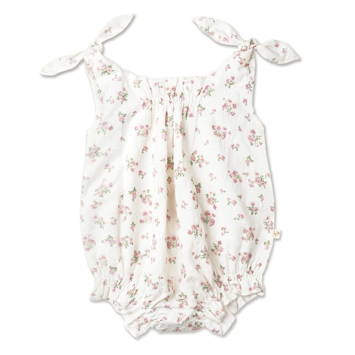 Organic Tie Shoulder Bubble Romper - English Roses