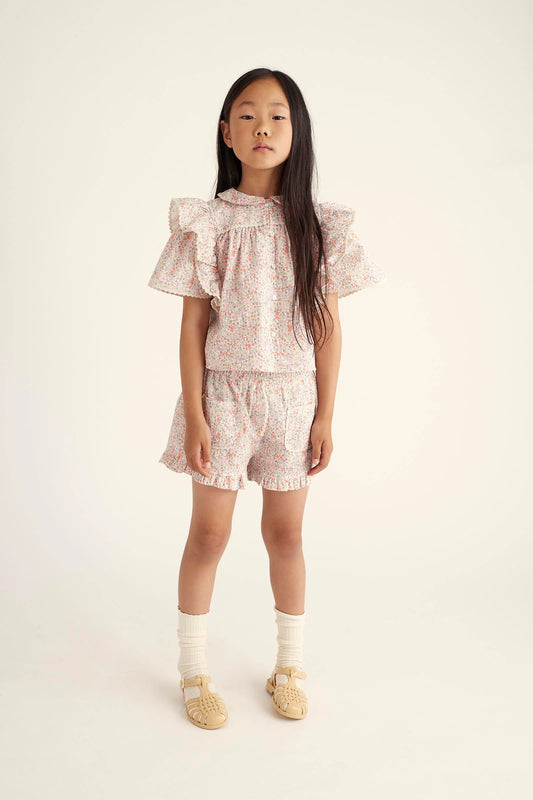 Organic Floral Blouse and Shorts Set