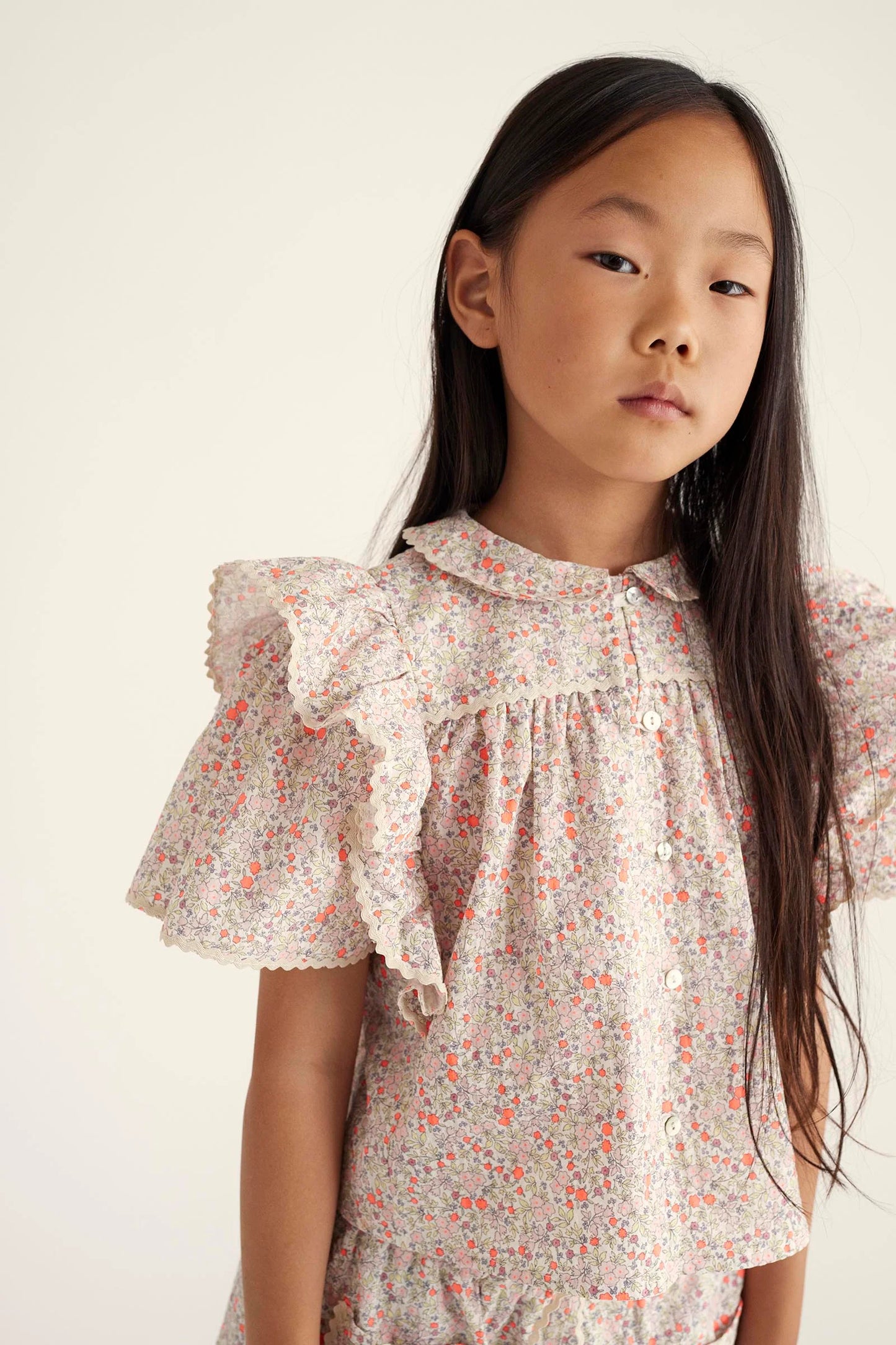 Organic Floral Blouse and Shorts Set