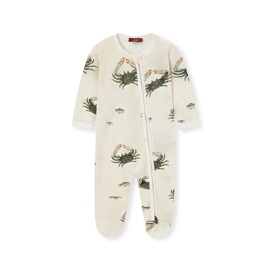 BAMBOO ZIP FOOTED ROMPER COASTAL CRAB