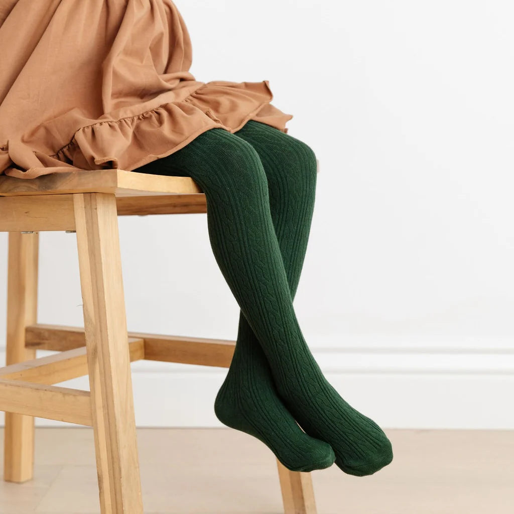 CABLE KNIT TIGHTS FOREST