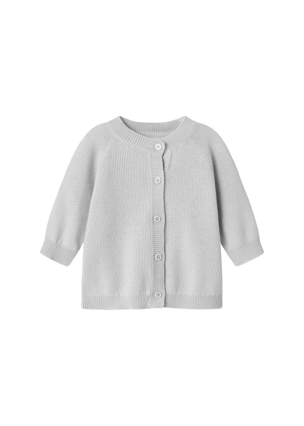 Knit Cardigan, Pant & Hat Set- Aluminum