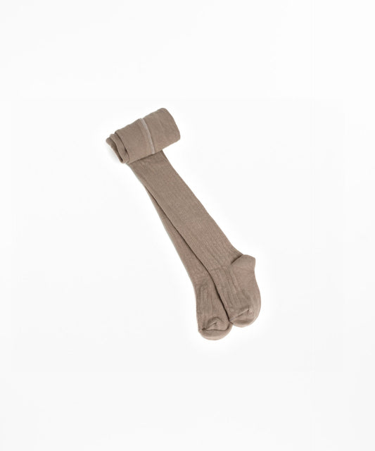 Ribbed Organic Cotton Knit Tights