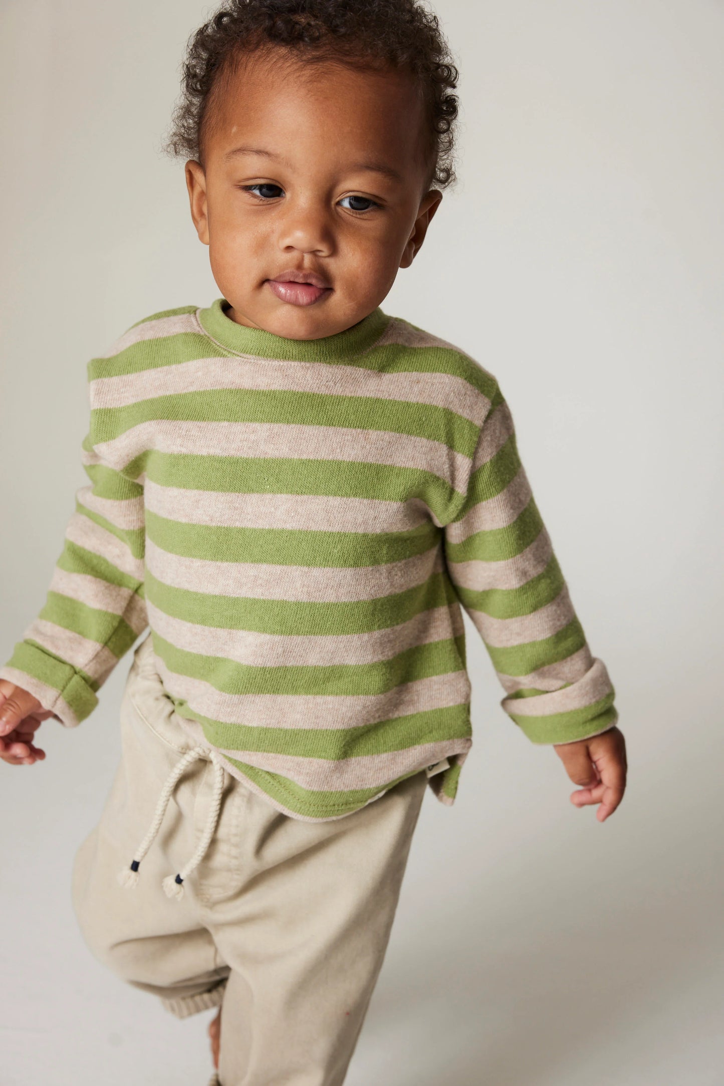 WIDE STRIPES BABY SWEATER GREEN