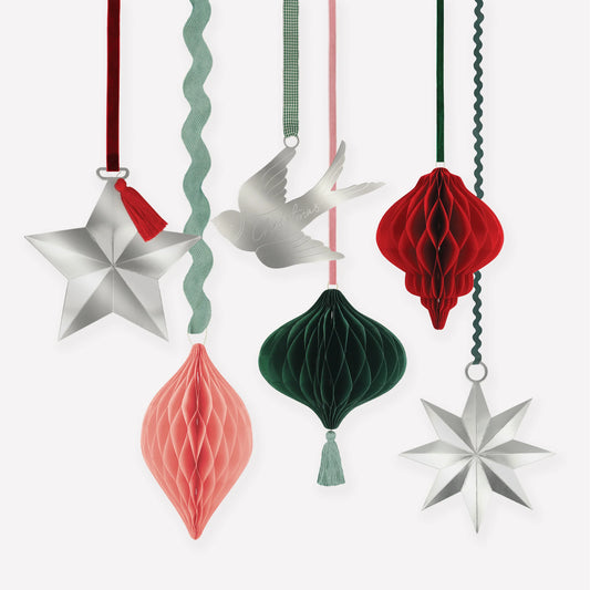 Large Paper Hanging Decorations (x6)