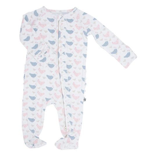 Bamboo Ruffle Footie|| Happy Hens