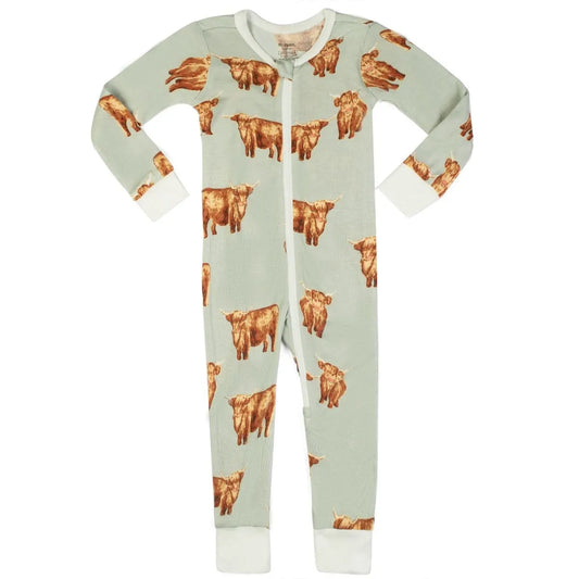 BAMBOO ZIP PJ HIGHLAND COW