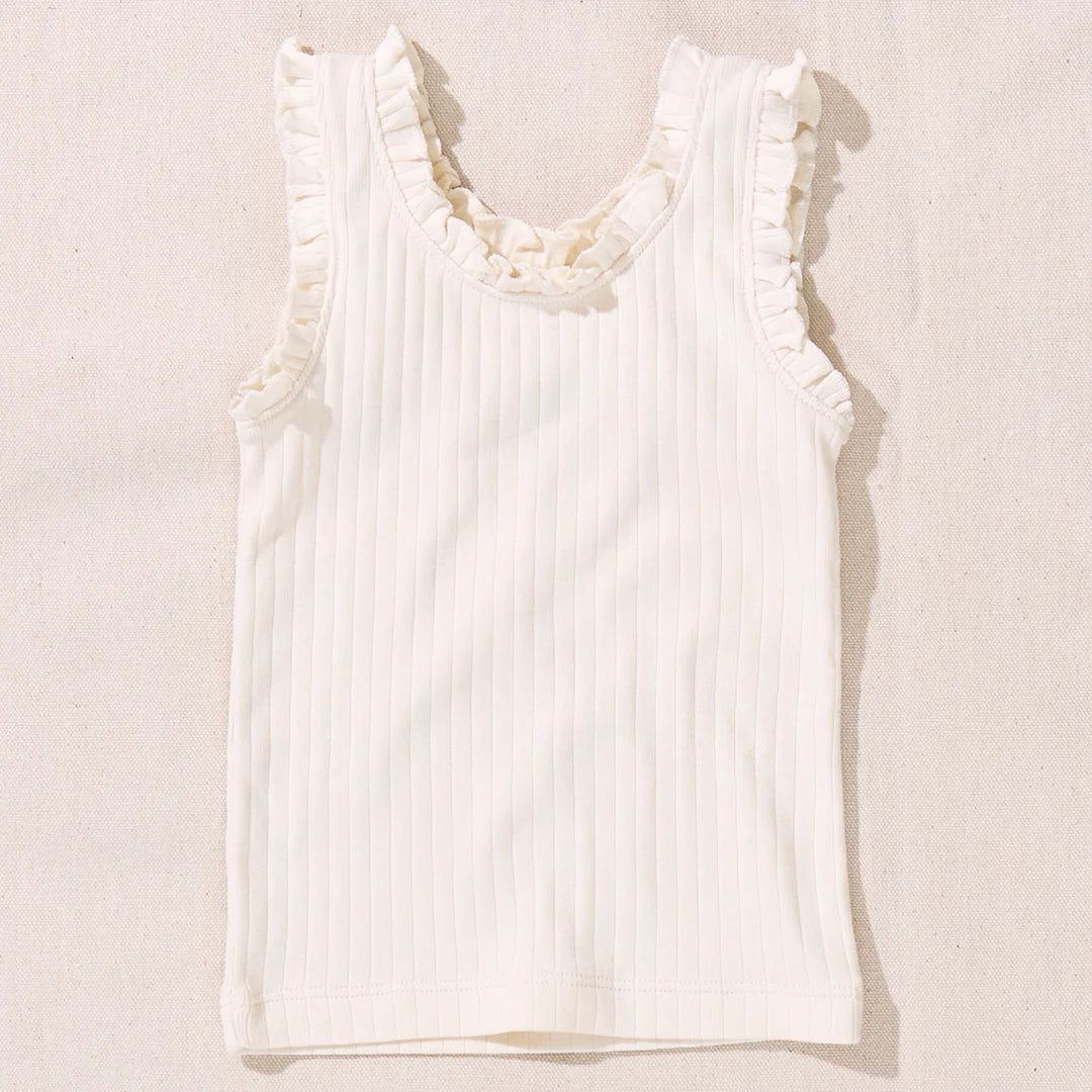 Joy Ruffle Rib Tank || Cream