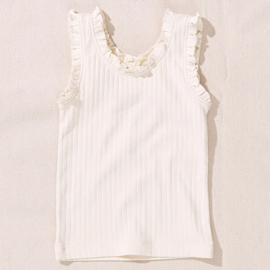 Joy Ruffle Rib Tank || Cream