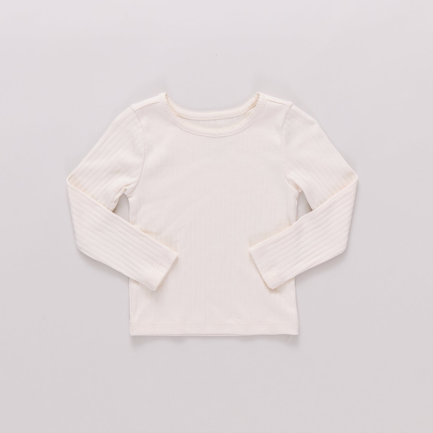Seesaw Long Sleeve Rib T-shirt || Cream