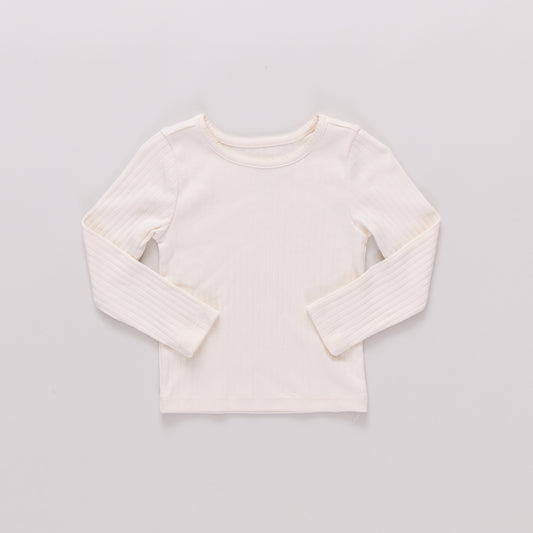 Seesaw Long Sleeve Rib T-shirt || Cream