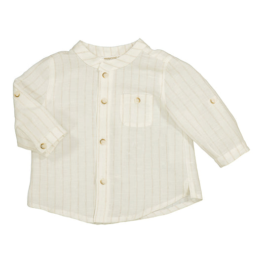 Striped Mao Collar Button Down Shirt
