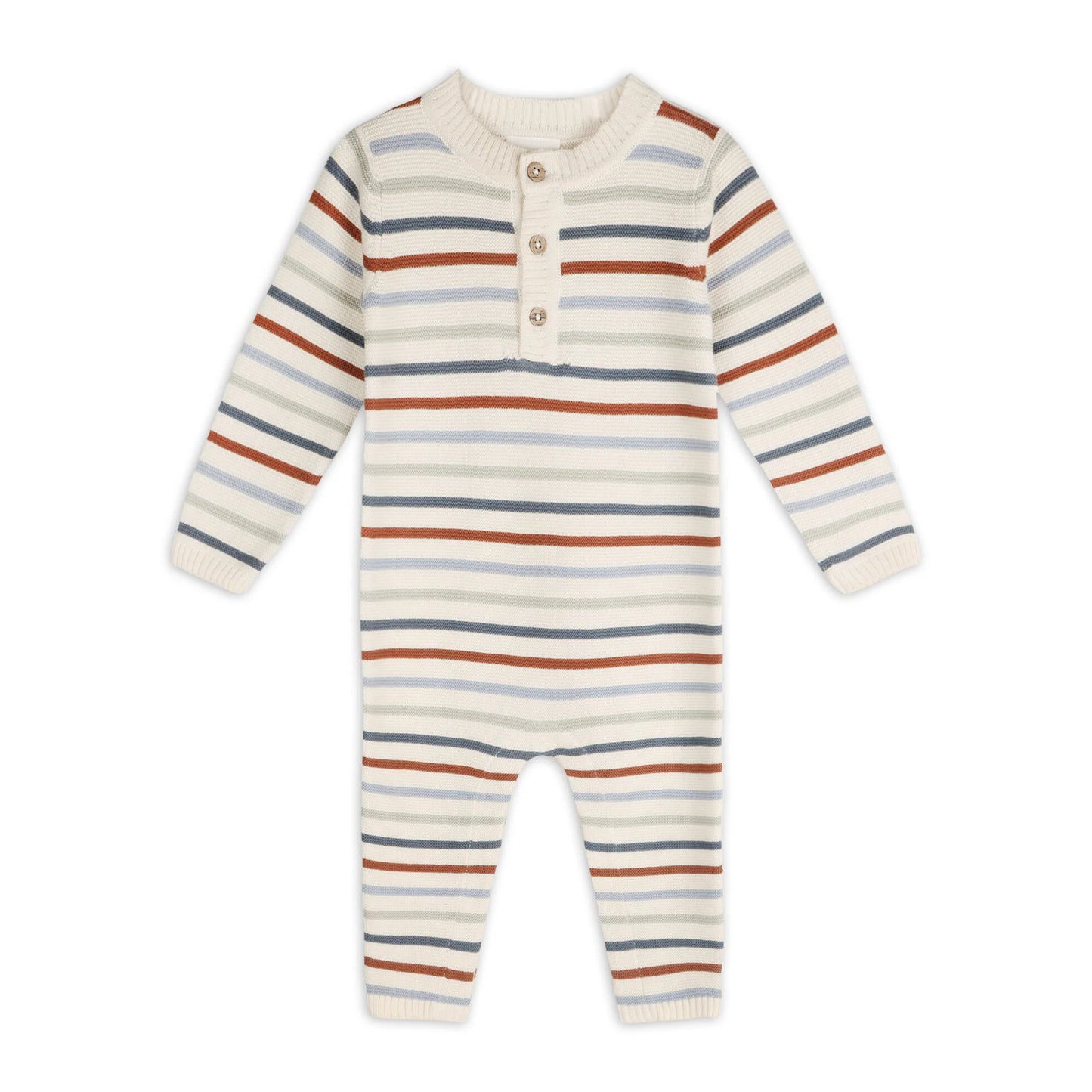 Multicolor Stripe Chunky Sweater Knit Baby Jumpsuit