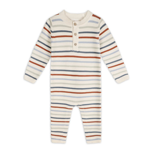 Multicolor Stripe Chunky Sweater Knit Baby Jumpsuit