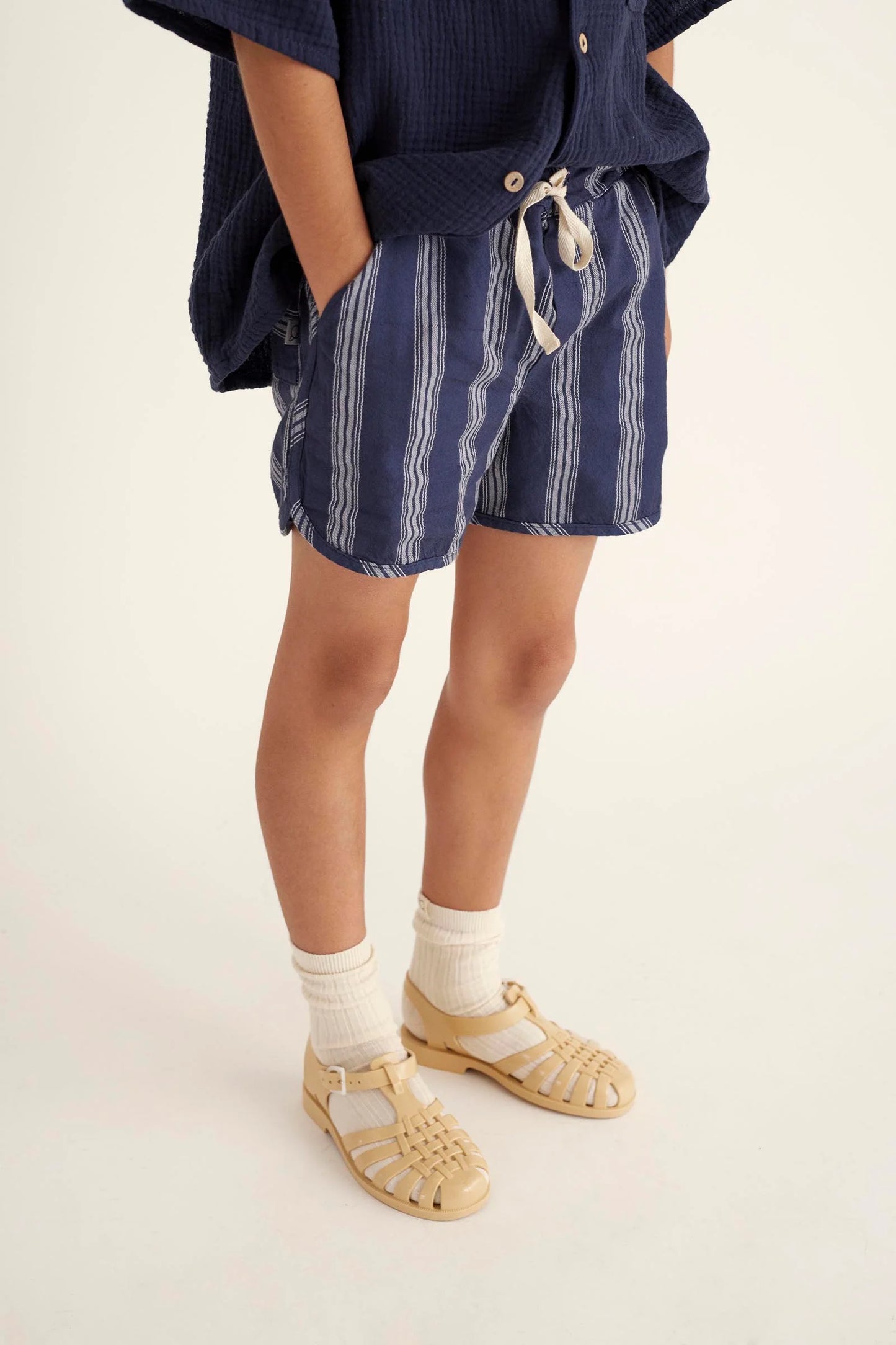 Organic Striped Short || Navy