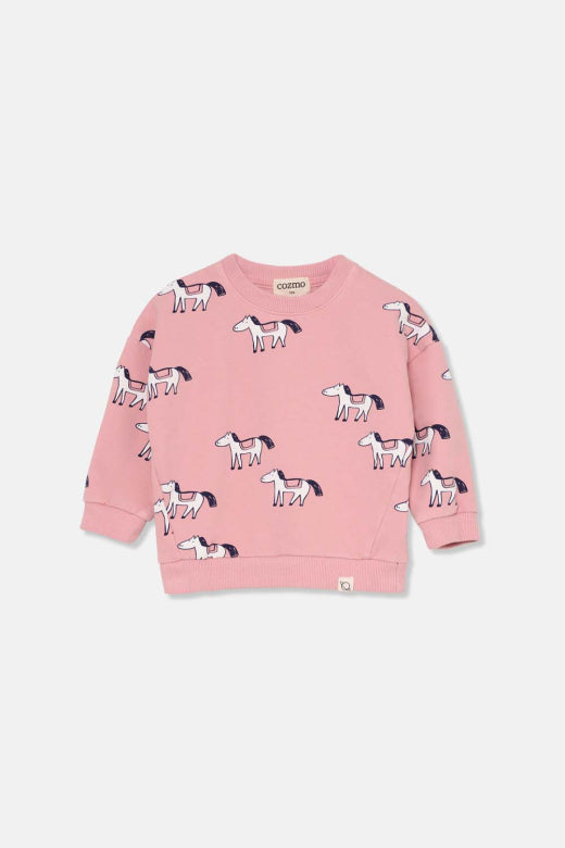 BABY PINK HORSE SWEATSHIRT