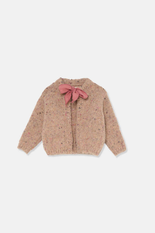 FLECKED TRICOT CARDIGAN PINK